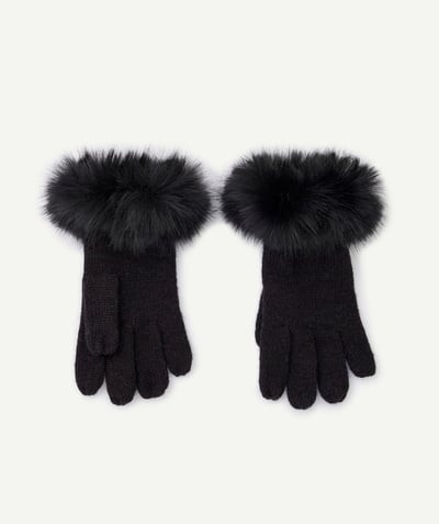 CategoryModel (8821761573006@30866)  - Girl's black gloves in recycled fiber with fur