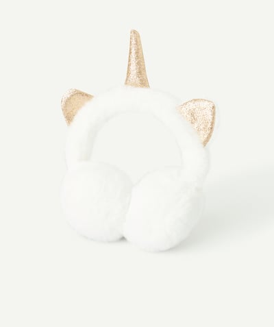 CategoryModel (8824928927886@20)  - Girl's ear muffs in white and gold unicorn recycled fibers