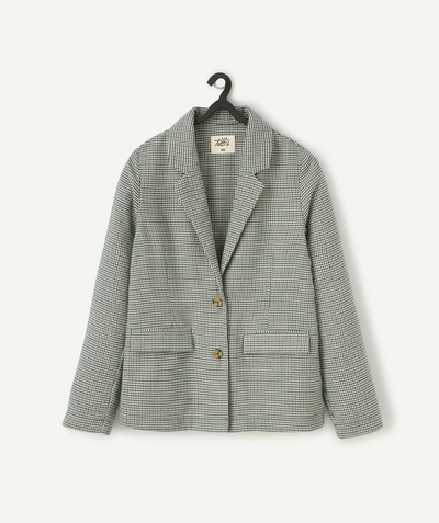 CategoryModel (8825586614414@364)  - blazer fille en fibres recyclées imprimé pied de poule