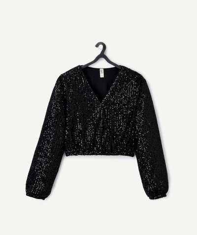 CategoryModel (8821770420366@5883)  - blouse manches longues filles en sequins recyclées noir