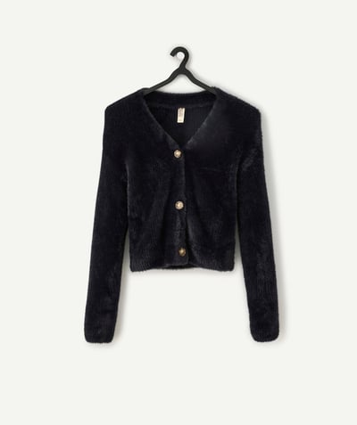 CategoryModel (8824928927886@20)  - cardigan fille en fibres recyclées tout doux noir