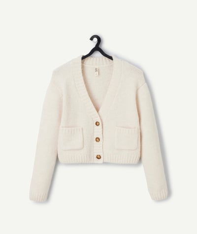 CategoryModel (8821764882574@304)  - Cardigan fille en fibres recyclées écru