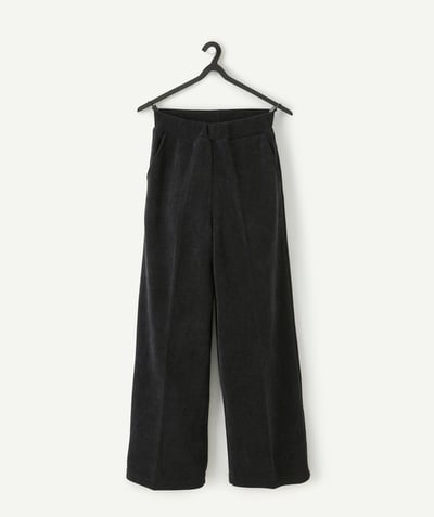 CategoryModel (8821770420366@5823)  - Girl's wide-leg pants in black corduroy and recycled fibers