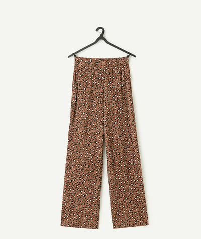 CategoryModel (8821770420366@5823)  - pantalon large fille en fibres recyclées marron imprimé léopard