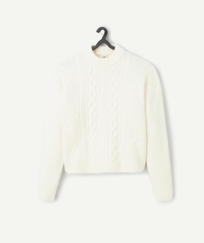 CategoryModel (8821752234126@3647)  - Girl's white cable-knit sweater