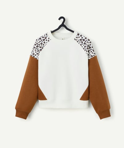 CategoryModel (8821758689422@616)  - long-sleeved leopard print sweatshirt for girls in white and brown recycled fibers