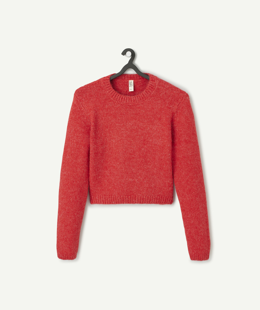   - Pull pour fille en matière douce rouge