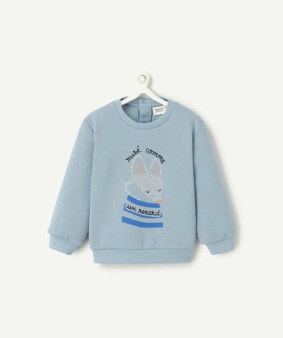 CategoryModel (8824666914958@11)  - long-sleeved baby boy sweatshirt in recycled fiber, blue with pattern