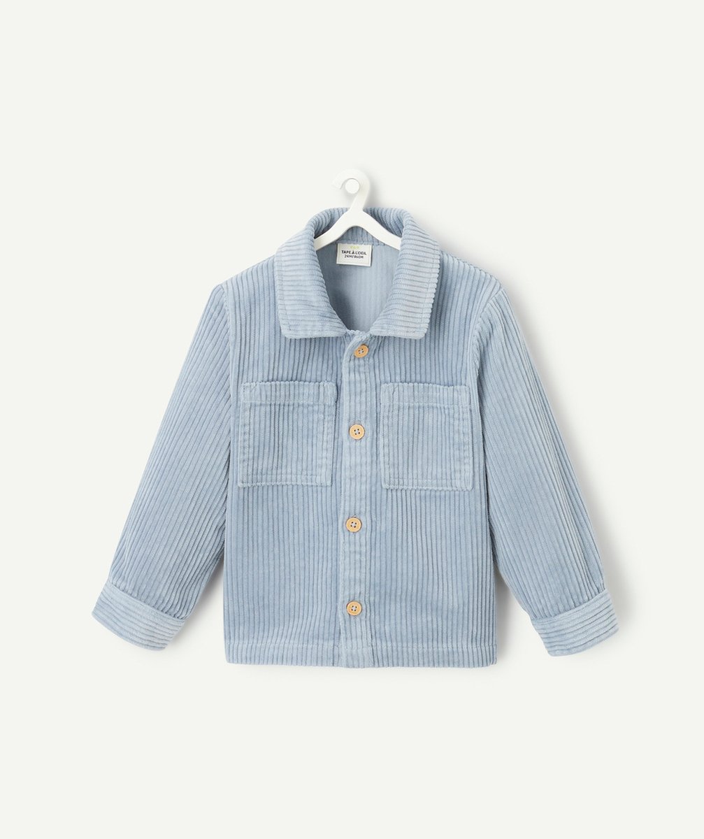   - baby boy shirt in organic cotton and sky blue corduroy