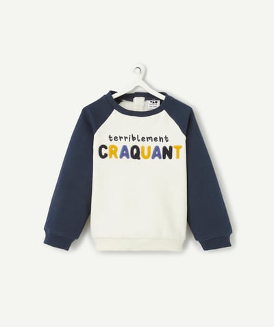 CategoryModel (8821752889486@4257)  - Two-tone baby boy sweatshirt in recycled fibers with message