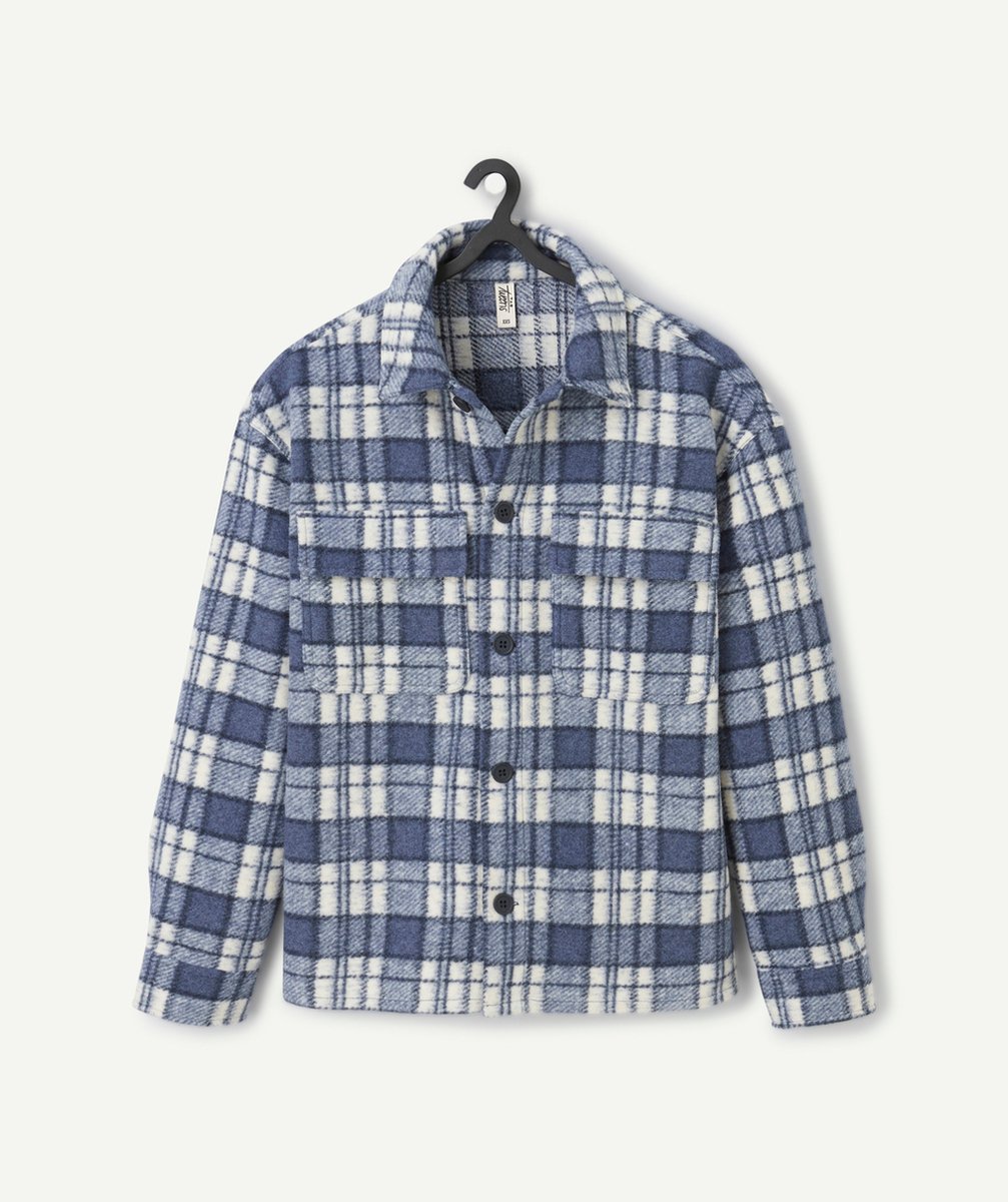   - boy's blue check shirt