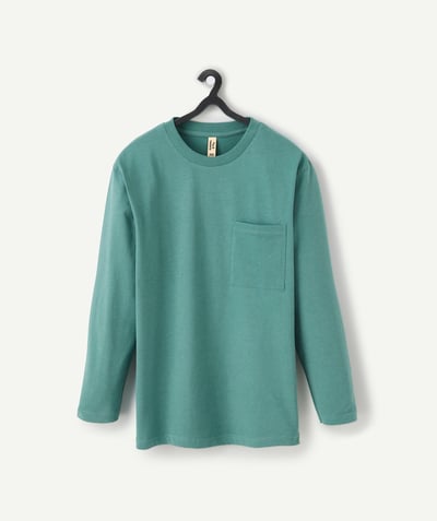 CategoryModel (8824896979086@8)  - Long-sleeved duck green T-shirt for boys in organic cotton