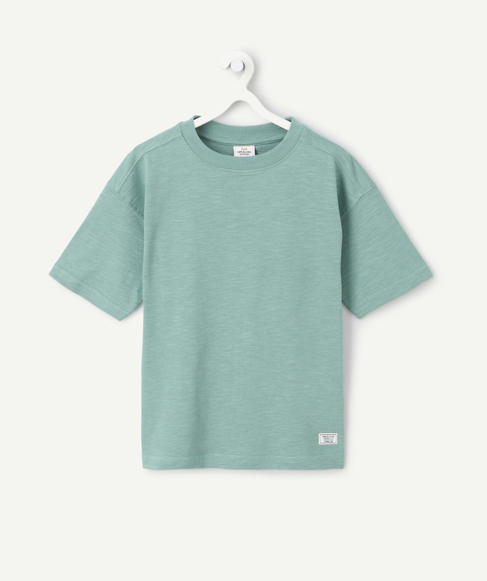   - boy's short-sleeved t-shirt in green organic cotton