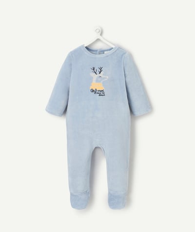 CategoryModel (8821755576462@7040)  - dors bien in sky-blue velvet and organic cotton with deer motif