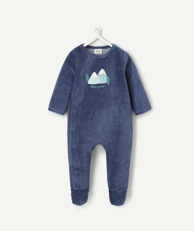 CategoryModel (8821750825102@527)  - dors bien in navy blue velvet and organic cotton with mountain motif