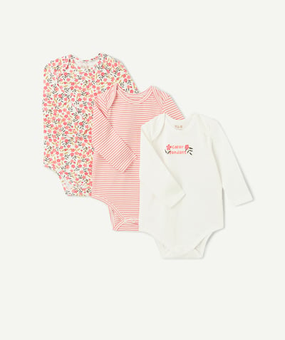 CategoryModel (8821750988942@2142)  - Set of 3 long-sleeved girl's bodysuits in organic cotton