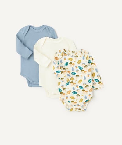 CategoryModel (8821750956174@229)  - Set of 3 long-sleeved forest-themed boy's bodysuits