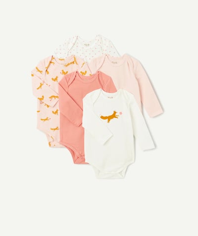 CategoryModel (8824928927886@20)  - Set of 5 long-sleeved girl's bodysuits with fox and flower theme