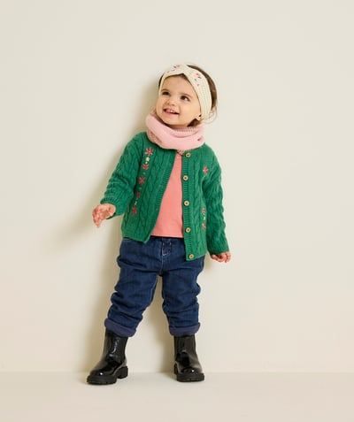 CategoryModel (8824765350030@174)  - Cardigan tricot bébé fille vert avec motifs fleurs