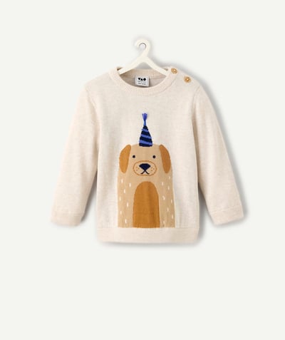 CategoryModel (8824896913550@811)  - Pull crème pour bébé garçon en coton motif chien