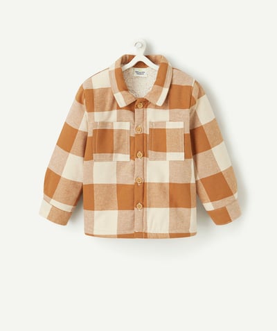 CategoryModel (8821752889486@5611)  - baby boy camel and cream long-sleeved check shirt