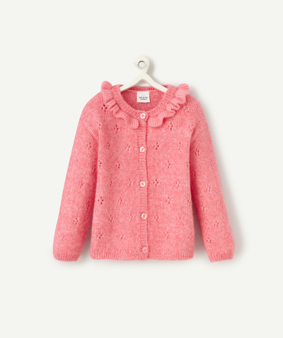 CategoryModel (8821752627342@2791)  - Baby girl's pink knitted cardigan with scalloped collar