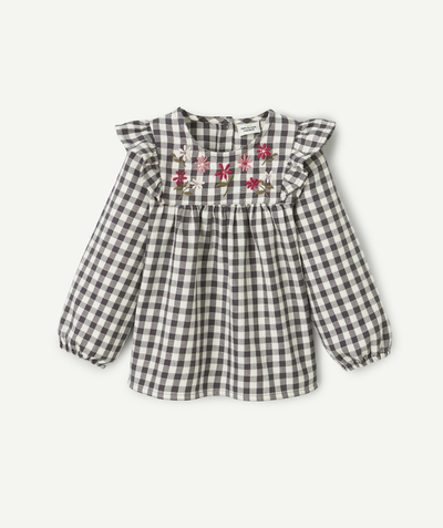 CategoryModel (8824667504782@130)  - Organic cotton baby girl blouse, plaid, long sleeves