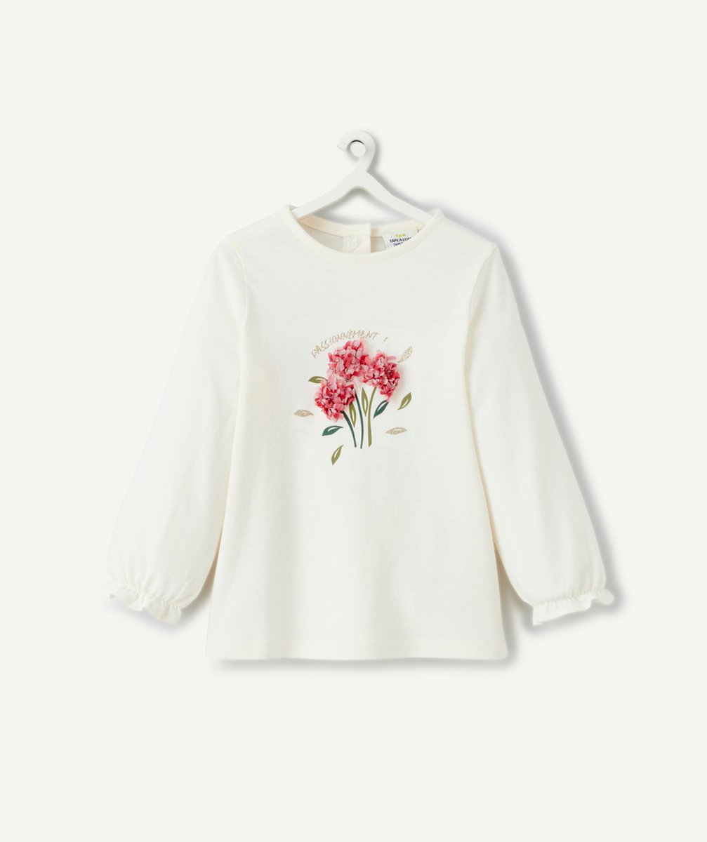   - long-sleeved baby girl t-shirt with embossed flowers