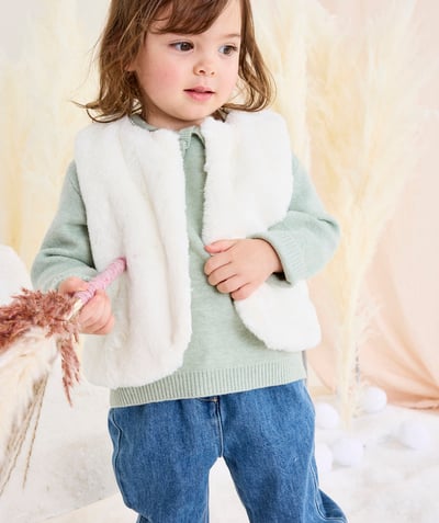 CategoryModel (8821753217166@5845)  - Soft white baby girl sleeveless cardigan