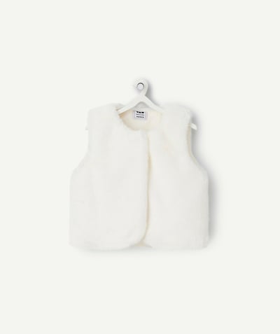 CategoryModel (8821752627342@3679)  - Soft white baby girl sleeveless cardigan