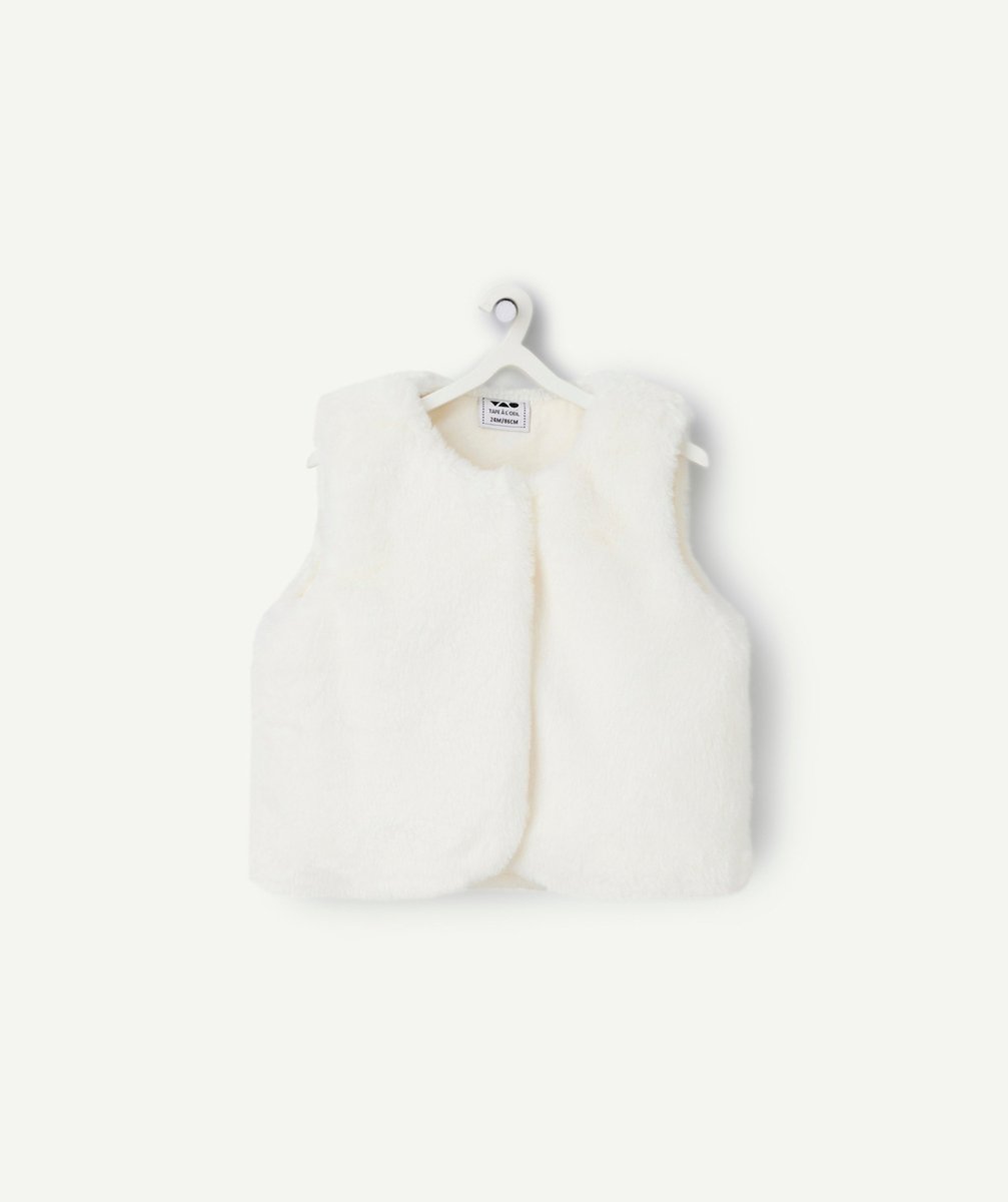   - Soft white baby girl sleeveless cardigan