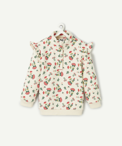 CategoryModel (8824666783886@78)  - Organic cotton baby girl sweatshirt with floral print and ruffles