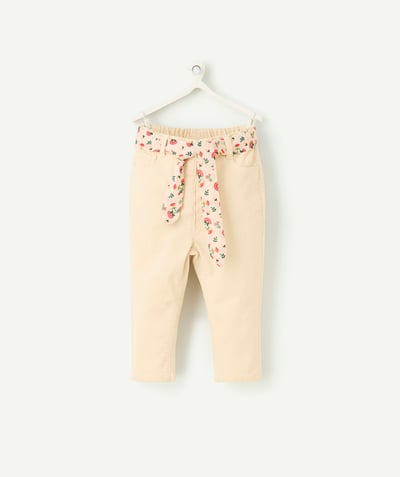 CategoryModel (8821752103054@1881)  - Pantalon droit bébé fille en velours côtelé écru avec ceinture fleurie