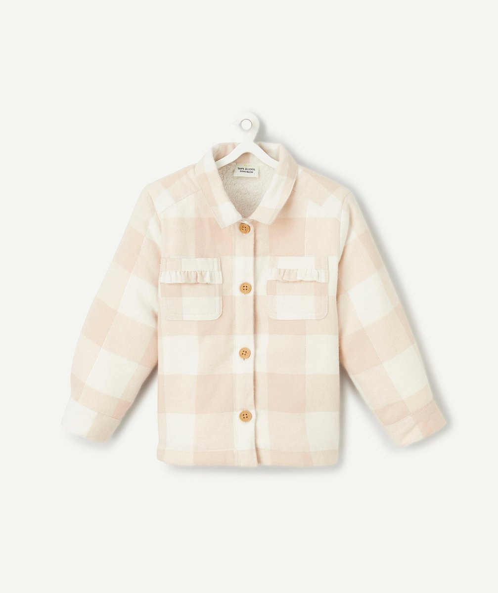   - ecru and beige check baby girl jacket