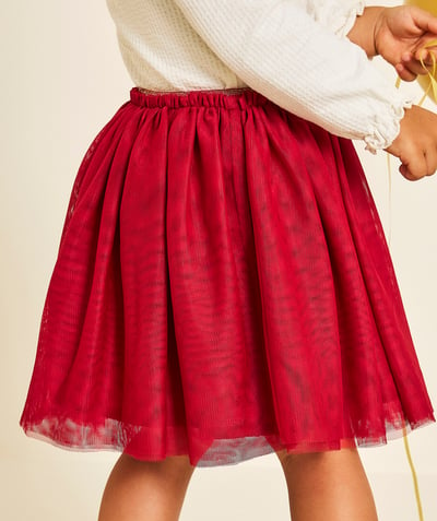 CategoryModel (8824928960654@285)  - jupe bébé fille en tulle rouge avec liserés couleur dorée