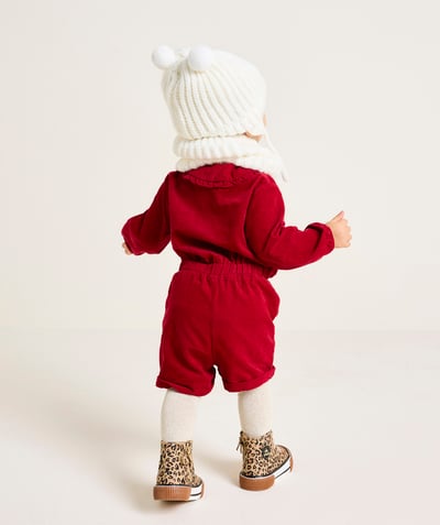 CategoryModel (8821752758414@219)  - burgundy corduroy baby girl short jumpsuit