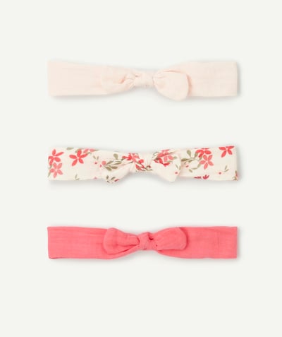 CategoryModel (8824928927886@20)  - Set of 3 baby girl headbands in plain and floral printed cotton