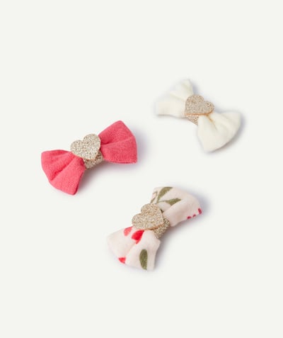 CategoryModel (8821753381006@482)  - lot de 3 barrettes bébé fille noeuds avec coeur pailleté