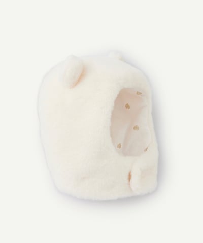 CategoryModel (8824928927886@20)  - White teddy bear baby girl chapka in recycled fibers