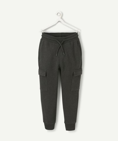 CategoryModel (8824668061838@546)  - pantalon jogging garçon en fibres recyclées en molleton gratté noir