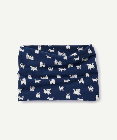 CategoryModel (8821755838606@31942)  - baby boy snood in navy blue organic cotton with dog print