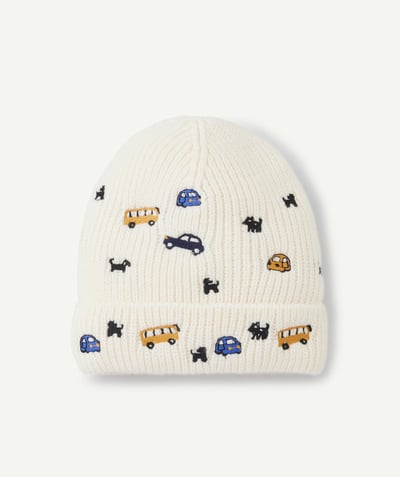 CategoryModel (8825846792334@85)  - Baby boy hat in recycled fibers with car and dog prints