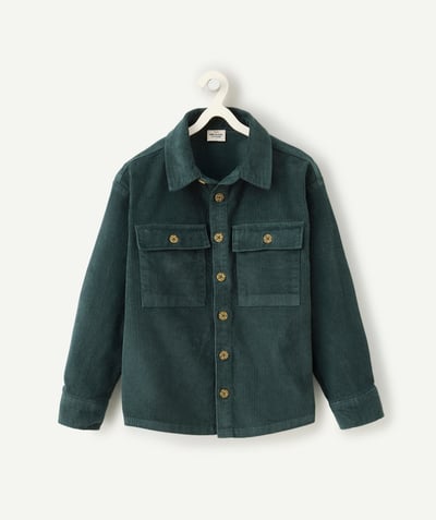 CategoryModel (8821761343630@475)  - Organic cotton boy's shirt in dark green corduroy