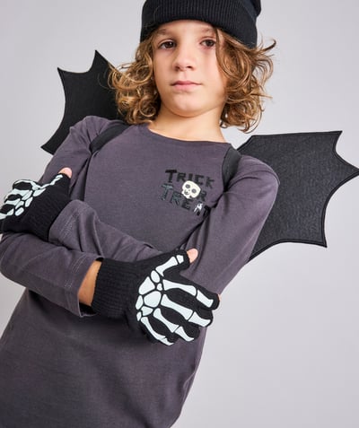 CategoryModel (8824928927886@20)  - Long-sleeved boy's T-shirt in recycled fibres with Halloween motif and lettering