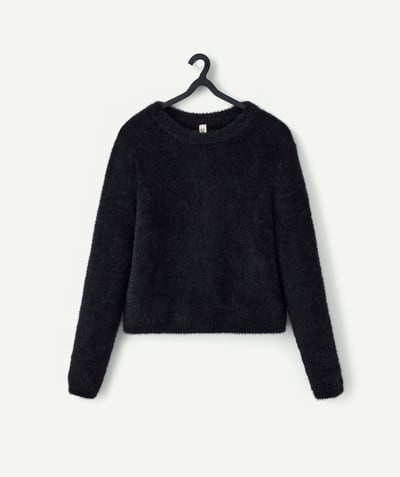 CategoryModel (8824667865230@165)  - girl's sweater in soft black recycled fibers