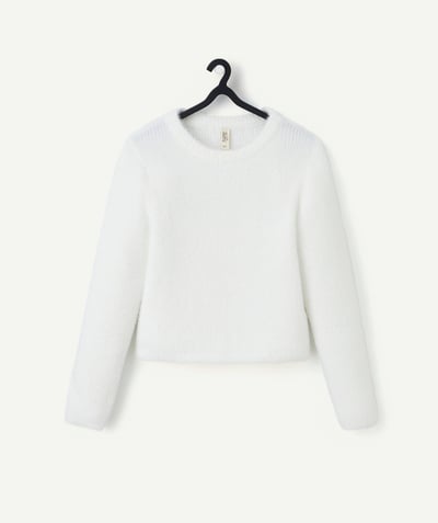 CategoryModel (8821764882574@304)  - pull fille en fibres recyclées tout doux blanc