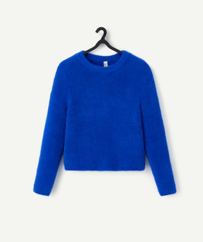 CategoryModel (8821761573006@30791)  - pull manches longues fille en fibres recyclées tout doux bleu roi