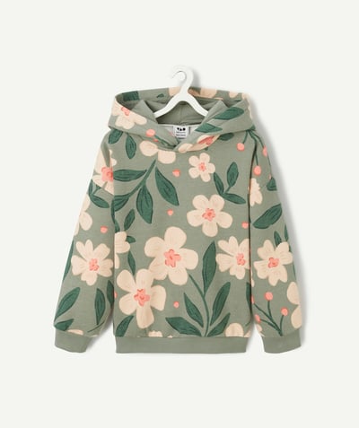 CategoryModel (8824667603086@463)  - Sweat fille à capuche imprimé floral vert et rose