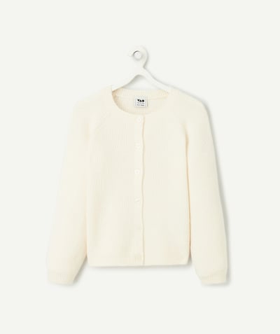 CategoryModel (8824928927886@20)  - cardigan fille en fibres recyclées et tricot écru