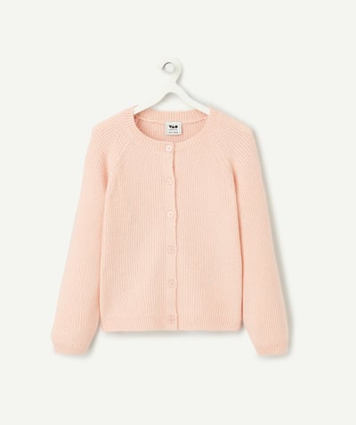 CategoryModel (8824928927886@20)  - cardigan fille en fibres recyclées et tricot rose